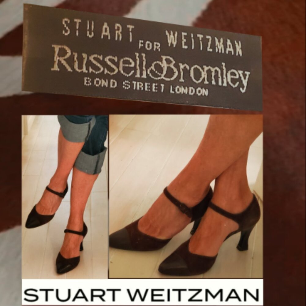STUART WEITZMAN FOR RUSSELL & BROMLEY LONDON - SHOES 9-1/2 BROWN SUEDE & LEATHER